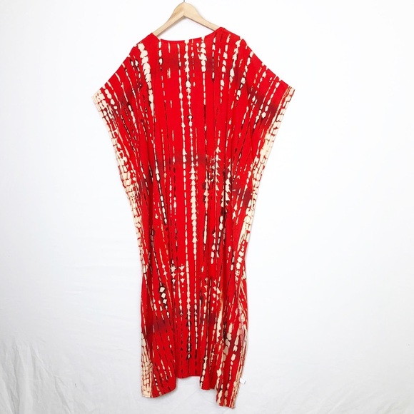 Kaften red/tan bohemian Kaften lounge dress - Picture 4 of 7